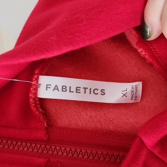 NWT Fabletics red sweatshirt top, zip back, thumb holes, sz XL - Picture 6 of 10
